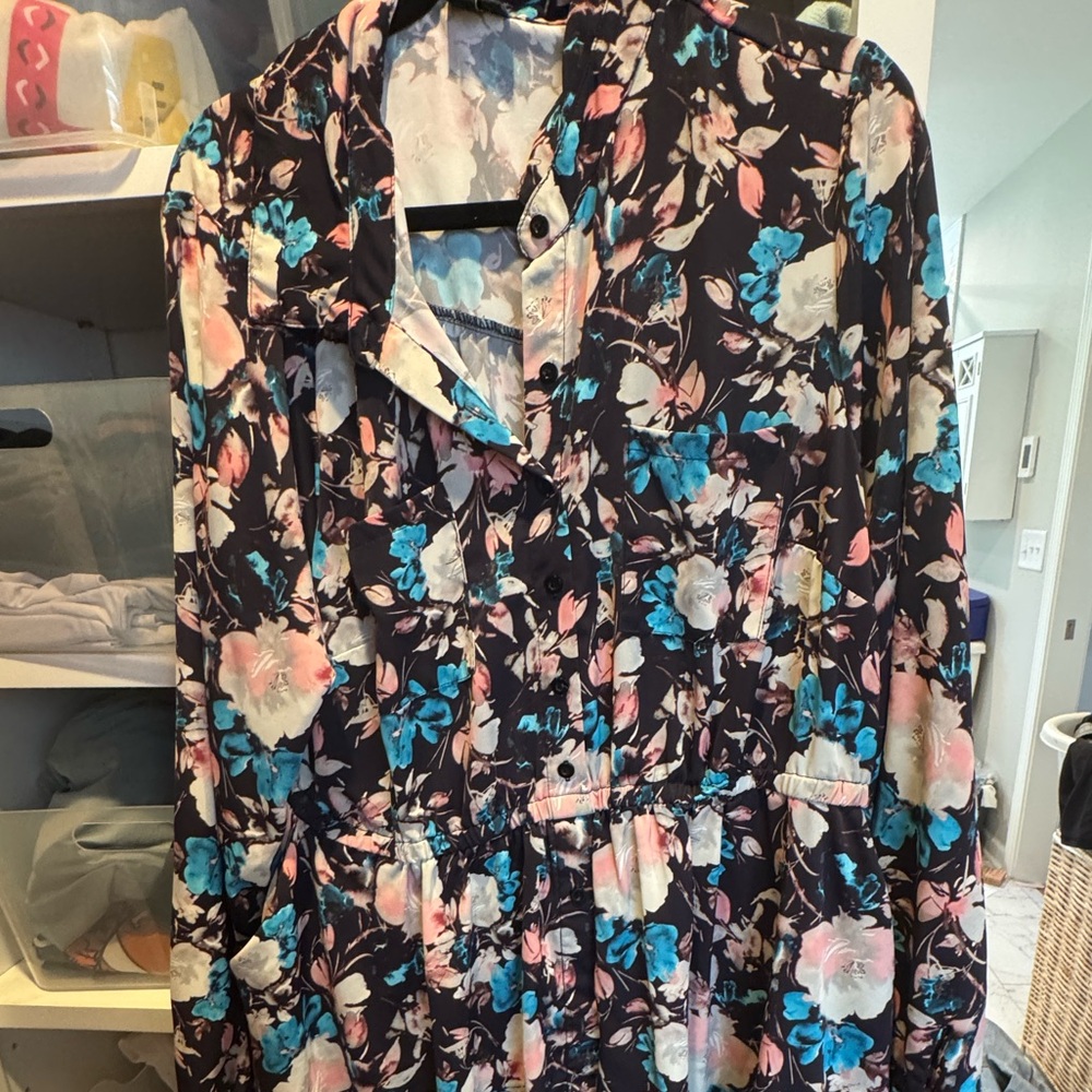 Torrid Pink and Black Bishop Sleeve Sundress